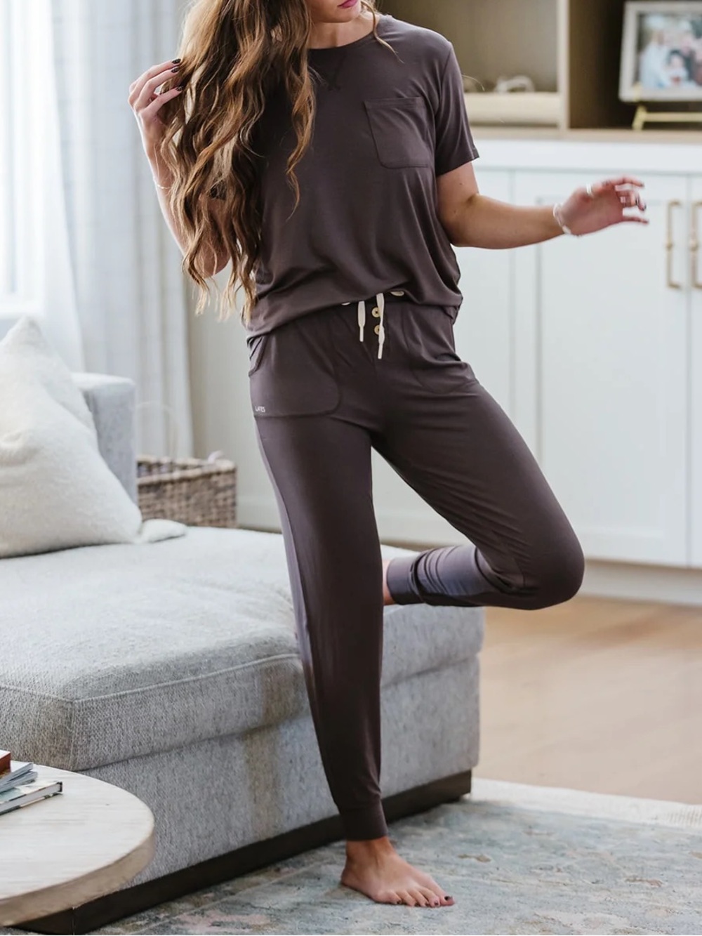 Lates by Kate Jam Pants Set Chocolate Brown Loungewear Pajamas Casual Comfort